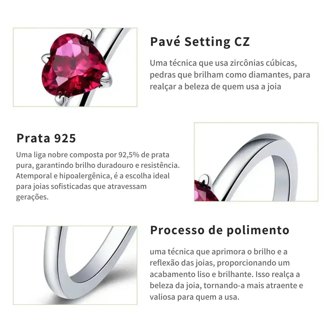 Anel Solitário Coração Perfeito com Zircônia